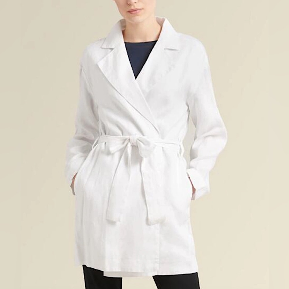 Donna Karan New York White Linen Wrap Jacket